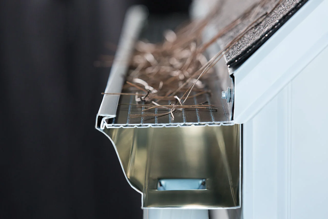 End view of DoublePro dual-layer gutter protection
