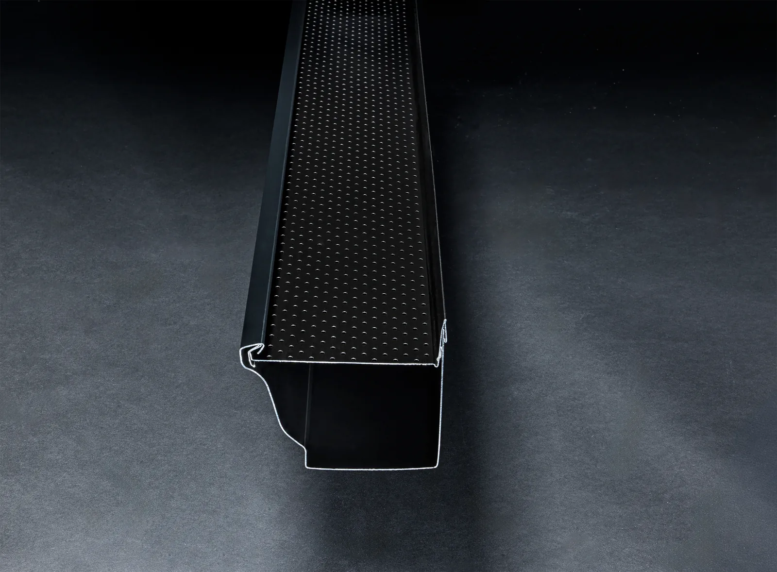Top view of Alu-Rex T-Rex perforated gutter protection