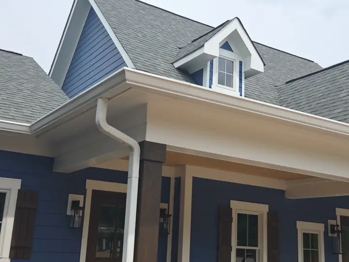 Crushed gutter repair area