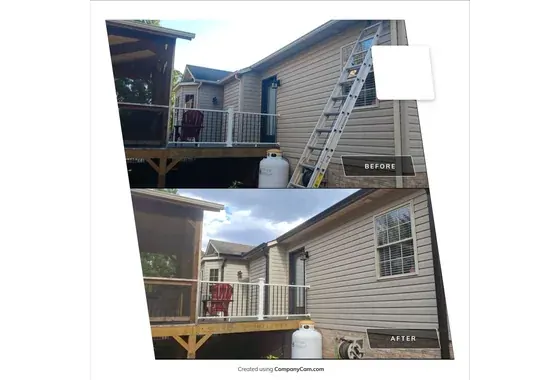 Black 6-inch Gutter Upgrade 3x4 Downspouts Granite Falls NC Before and after