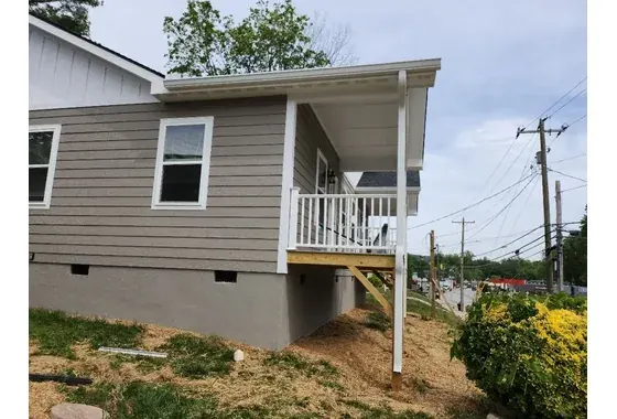 White 6-inch Gutter 3x4 Downspouts Lenoir NC Remodel